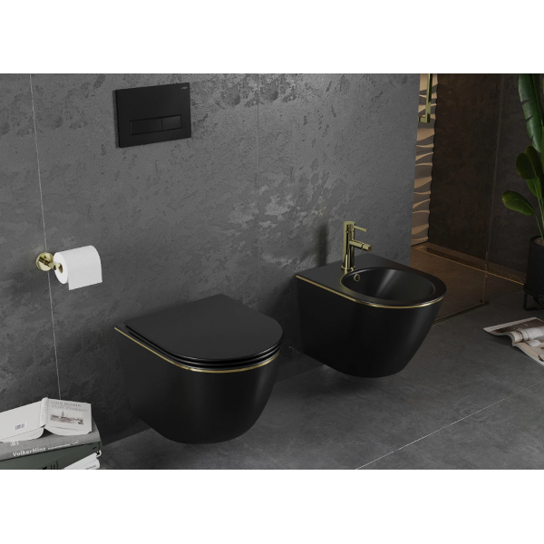 Підвісний унітаз MEXEN LENA BLACK MATT GOLD EDGE *