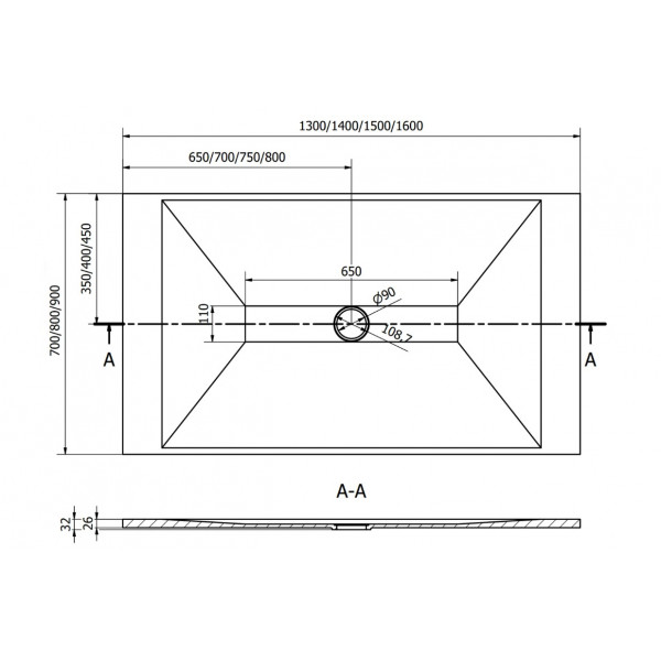 Душовий піддон MEXEN TORO 130x80 WHITE