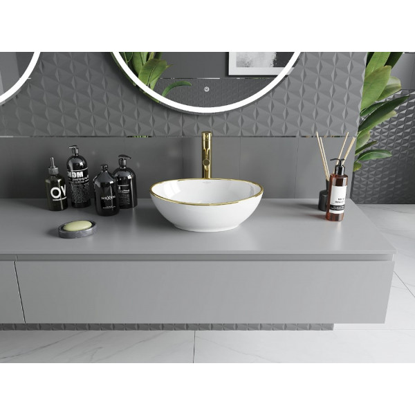 Умивальник (раковина) MEXEN ELZA WHITE GOLD EDGE накладний *