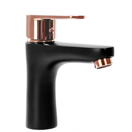 Змішувач для раковини (умивальника) REA MILD BLACK ROSE GOLD низький
