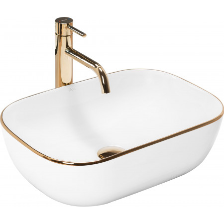 Умивальник (раковина) REA BELINDA WHITE GOLD EDGE накладний