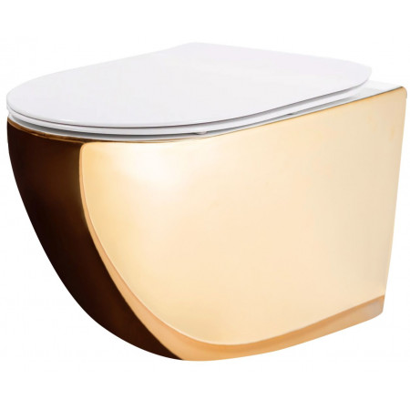 Підвісний унітаз REA CARLO FLAT MINI GOLD WHITE