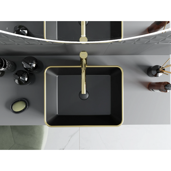 Умивальник (раковина) MEXEN CATIA BLACK MATT GOLD EDGE накладний