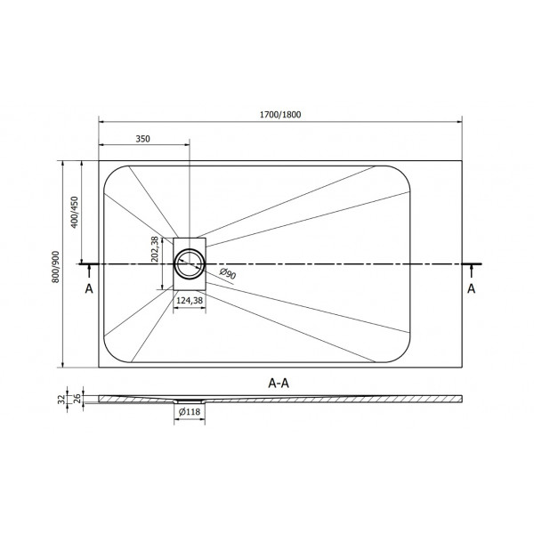 Душовий піддон MEXEN HUGO 170x90 WHITE