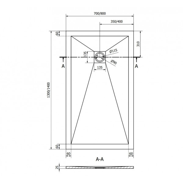 Душовий піддон MEXEN STONE+ 140x70 WHITE