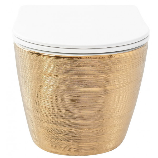 Підвісний унітаз REA CARLO FLAT BRUSH GOLD золотий