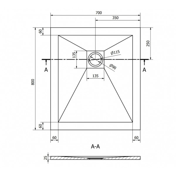 Душовий піддон MEXEN STONE+ 80x70 GREY