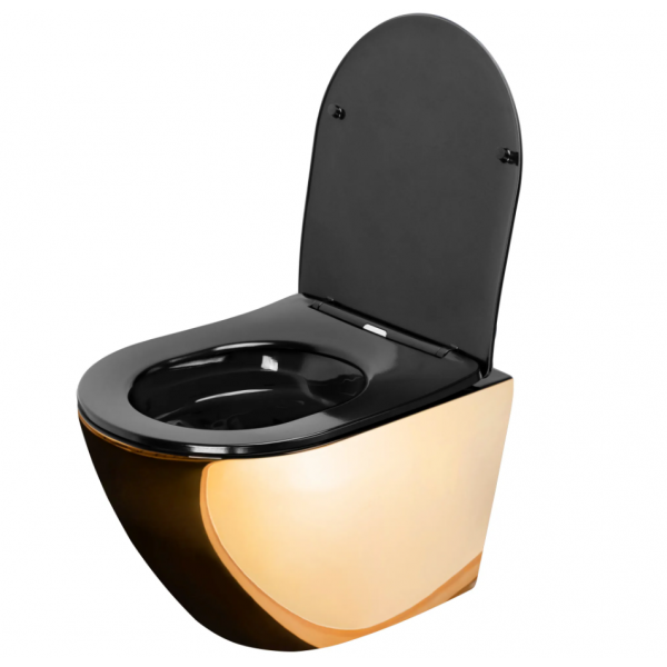 Підвісний унітаз REA CARLO FLAT MINI GOLD BLACK *