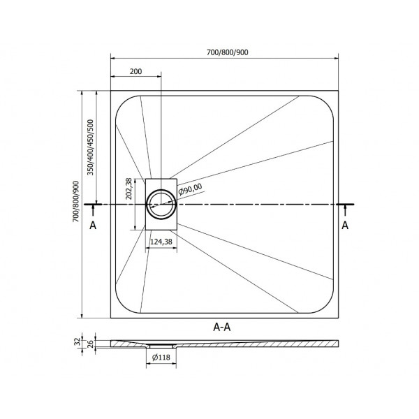 Душовий піддон MEXEN HUGO 80x80 WHITE