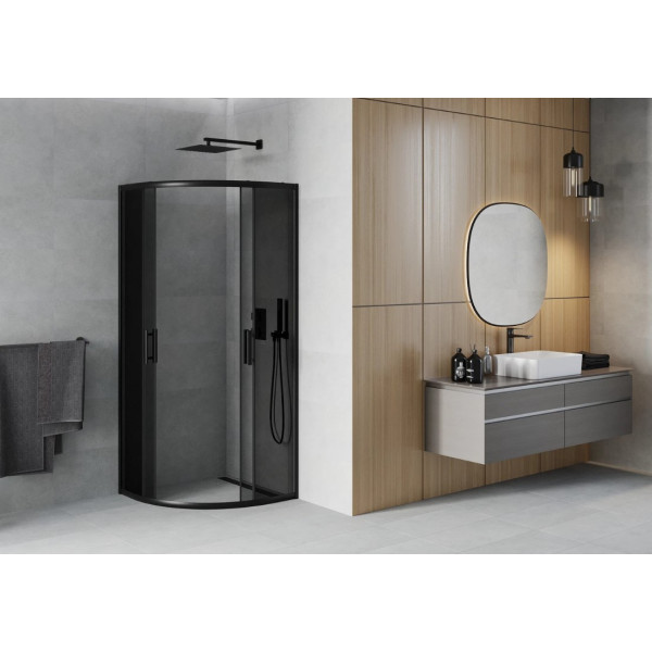 Душова кабіна MEXEN RIO 90х90 GRAPHITE BLACK напівкругла