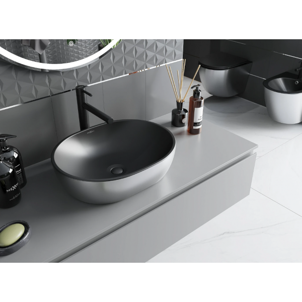 Умивальник (раковина) MEXEN VIKI SILVER BLACK MATT накладний *