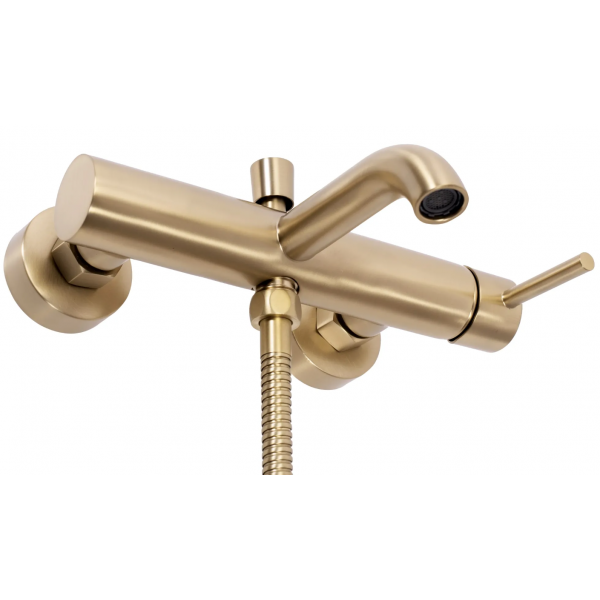 Змішувач для ванни та душу REA LUNGO BRUSHED GOLD настінний з виливом