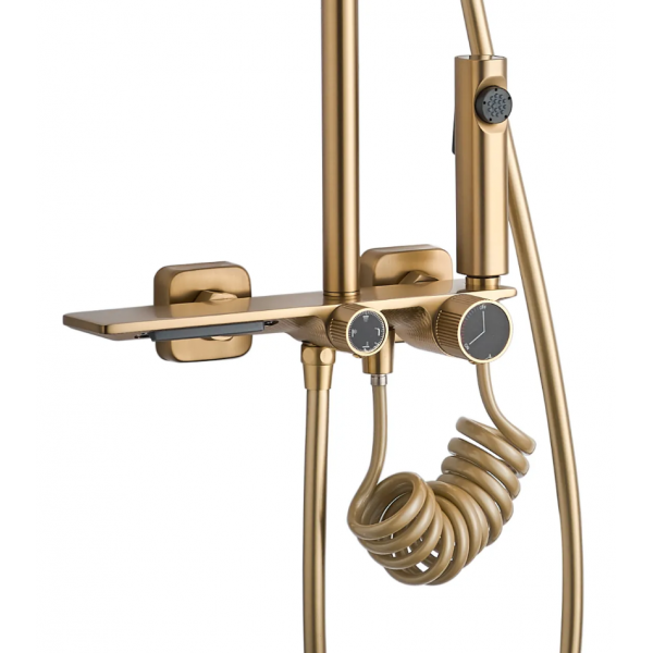 Душовий гарнітур REA HELIX BRUSHED GOLD матове золото з виливом