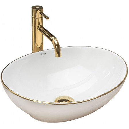 Умивальник (раковина) REA SOFIA WHITE GOLD EDGE накладний