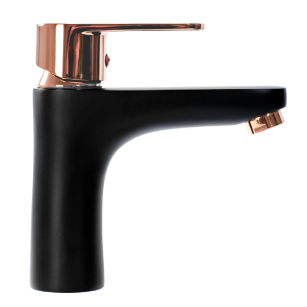 Змішувач для раковини (умивальника) REA MILD BLACK ROSE GOLD низький