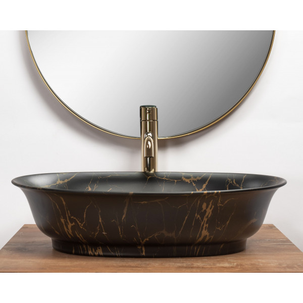 Умивальник (раковина) REA ROMA BLACK MARBLE MATТ накладний *