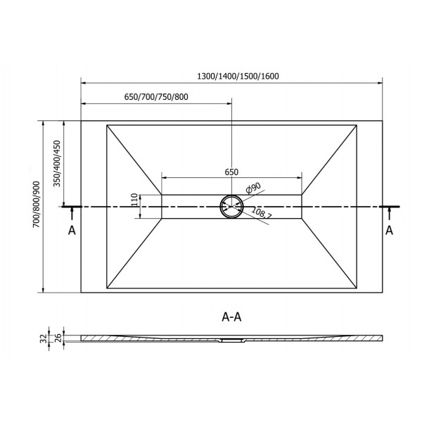 Душовий піддон MEXEN TORO 160x80 WHITE