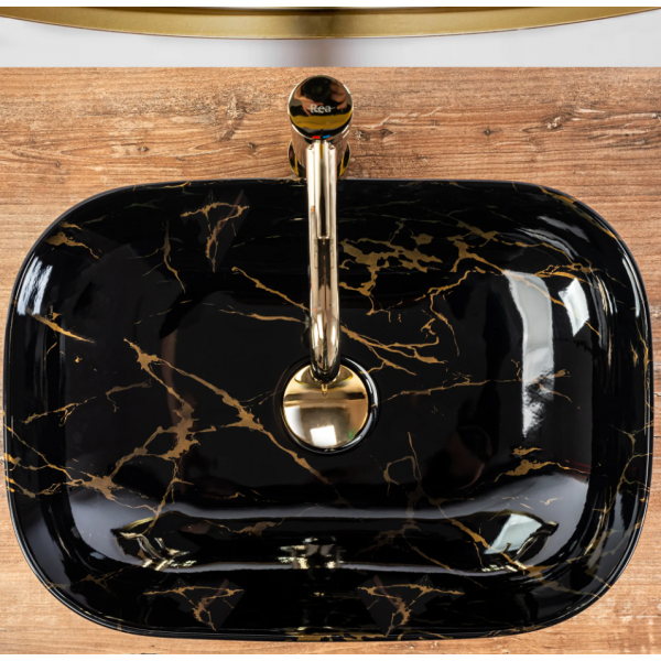 Умивальник (раковина) REA BELINDA BLACK MARBLE SHINY накладний