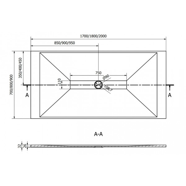Душовий піддон MEXEN TORO 180x80 WHITE