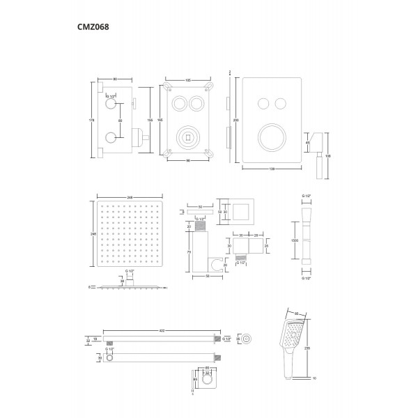 Душова система CORSAN PLOMERIA CHROMЕ + BOX прихованого монтажу *