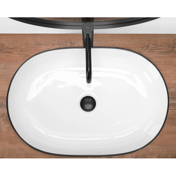 Умивальник (раковина) REA CLEO 61 WHITE BLACK EDGE накладний
