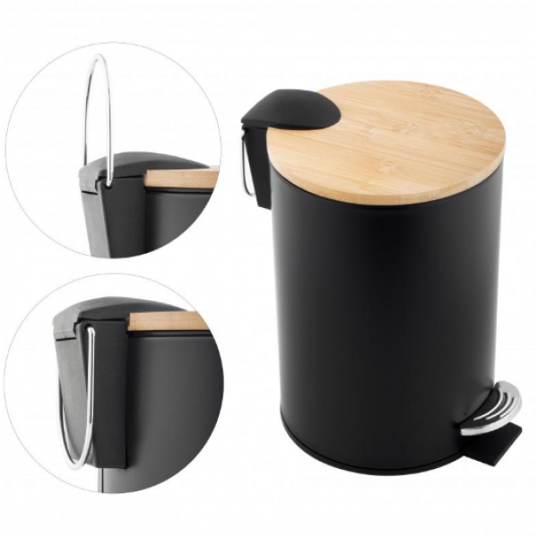 Кошик для сміття YOKA VINI BLACK BAMBOO 3л.