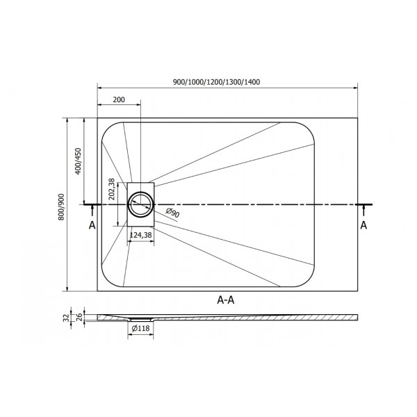 Душовий піддон MEXEN HUGO 140x90 BLACK