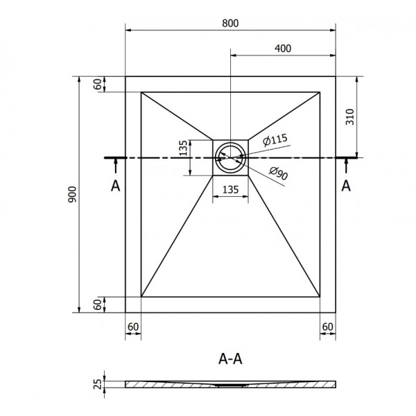 Душовий піддон MEXEN STONE+ 90x80 BLACK