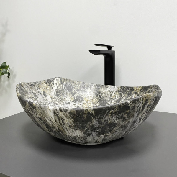 Умивальник (раковина) VBI RONTA DARK GREY STONE MATT накладний