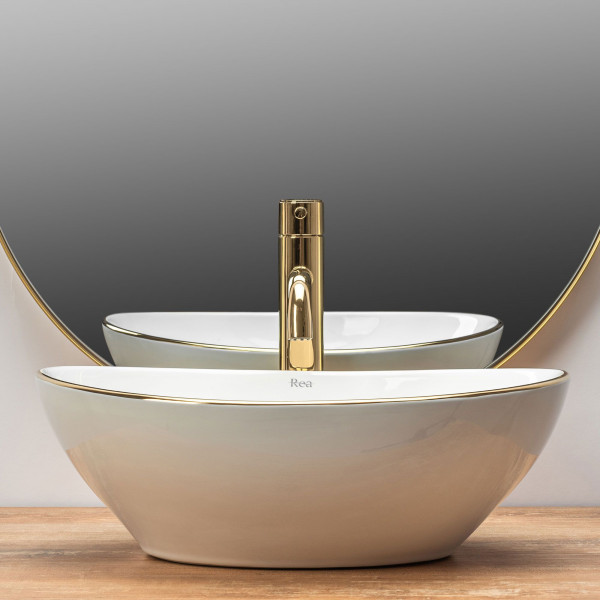 Умивальник (раковина) REA SOFIA WHITE GOLD EDGE накладний