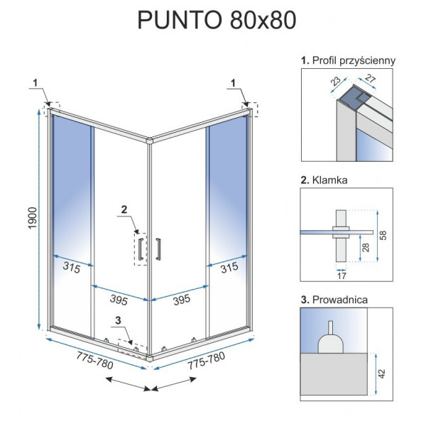 Душова кабіна REA PUNTO 80х80 BLACK