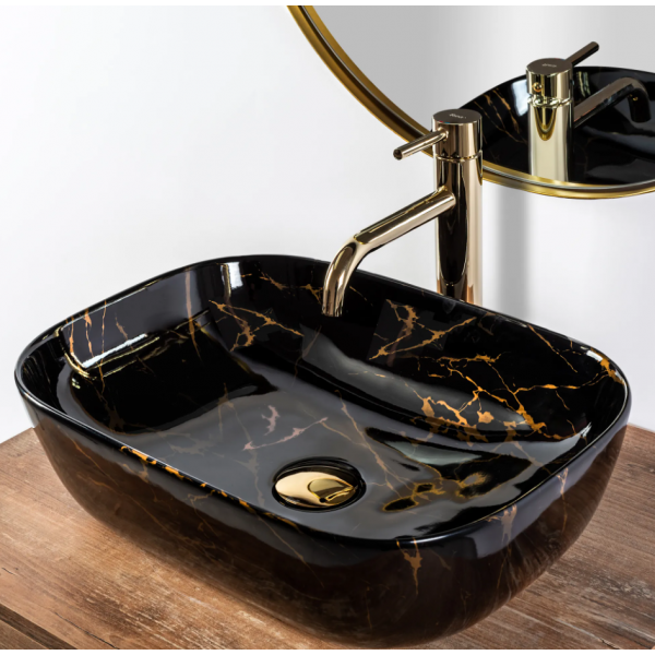 Умивальник (раковина) REA BELINDA BLACK MARBLE SHINY накладний