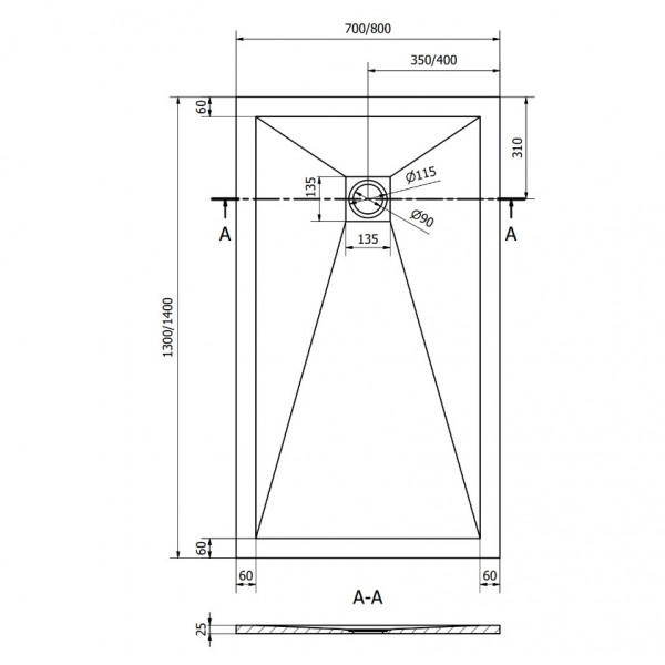 Душовий піддон MEXEN STONE+ 130x70 ANTHRACITE