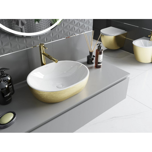 Умивальник (раковина) MEXEN VIKI BRUSHED GOLD WHITE накладний