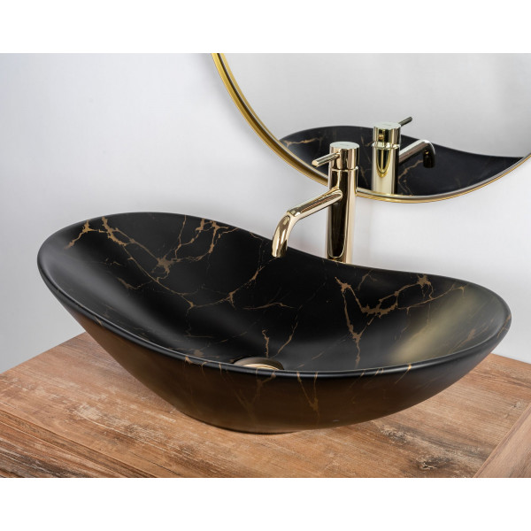 Умивальник (раковина) REA ROYAL 60 BLACK MARBLE MATТ накладний