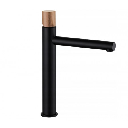 Змішувач для раковини (умивальника) MEXEN ELBA ONE BLACK ROSE GOLD високий