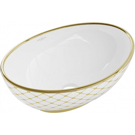 Умивальник (раковина) MEXEN ELZA WHITE DIAMOND GOLD накладний