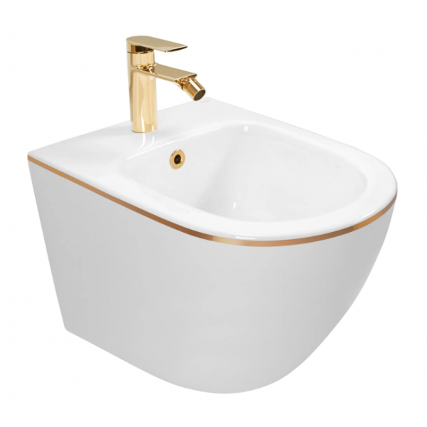 Підвісний біде REA CARLO MINI WHITE GOLD EDGE білий
