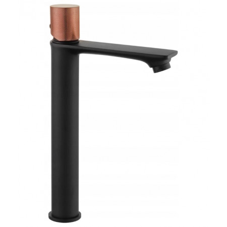 Змішувач для раковини (умивальника) MEXEN ROYO ONE BLACK ROSE GOLD високий