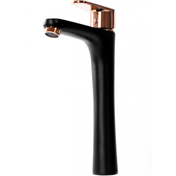 Змішувач для раковини (умивальника) REA MILD BLACK ROSE GOLD високий *