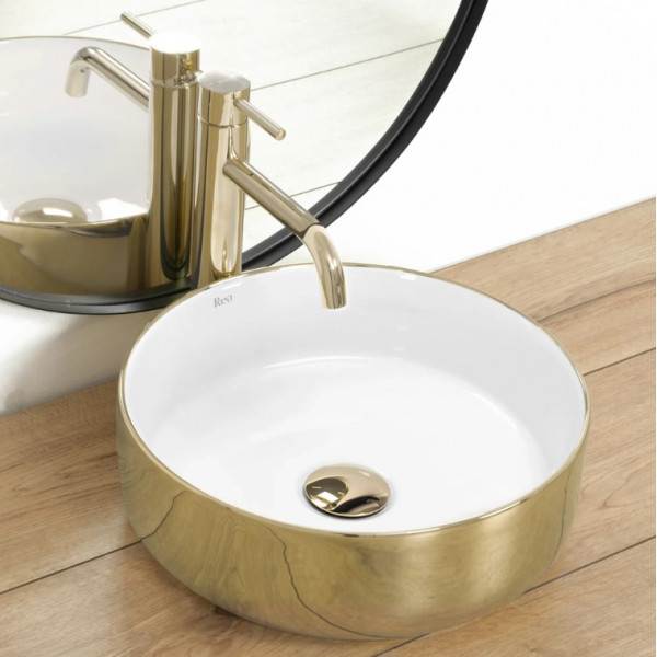 Умивальник (раковина) REA SAMI GOLD WHITE накладний