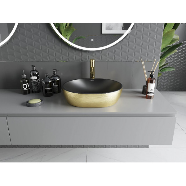 Умивальник (раковина) MEXEN VIKI BRUSHED GOLD BLACK MATT накладний