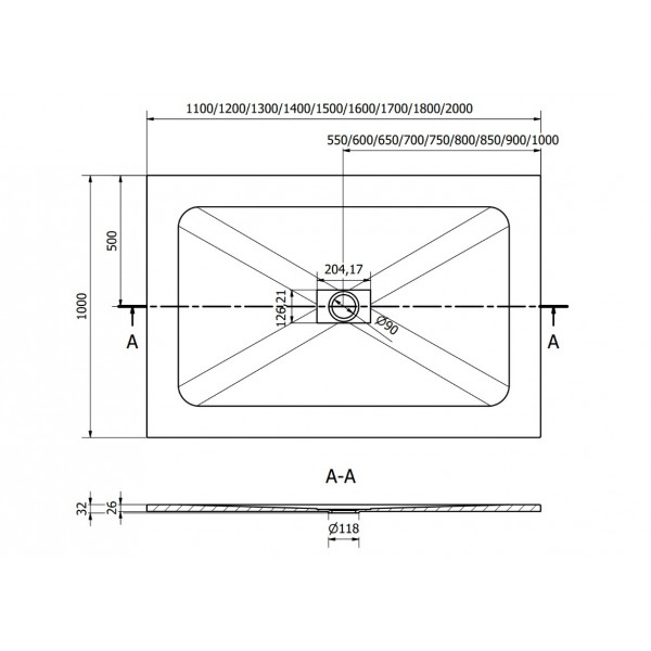 Душовий піддон MEXEN HUGO 150x100 WHITE