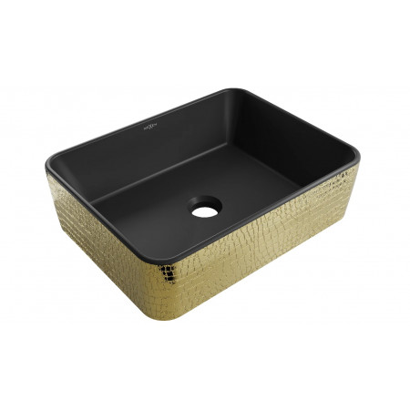 Умивальник (раковина) MEXEN CATIA GOLD BLACK MATT із візерунком накладної