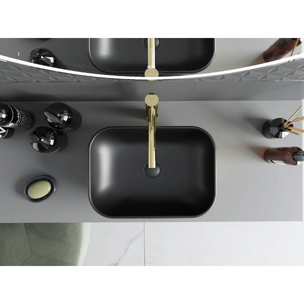 Умивальник (раковина) MEXEN RITA GOLD BRUSHED BLACK MATT накладний