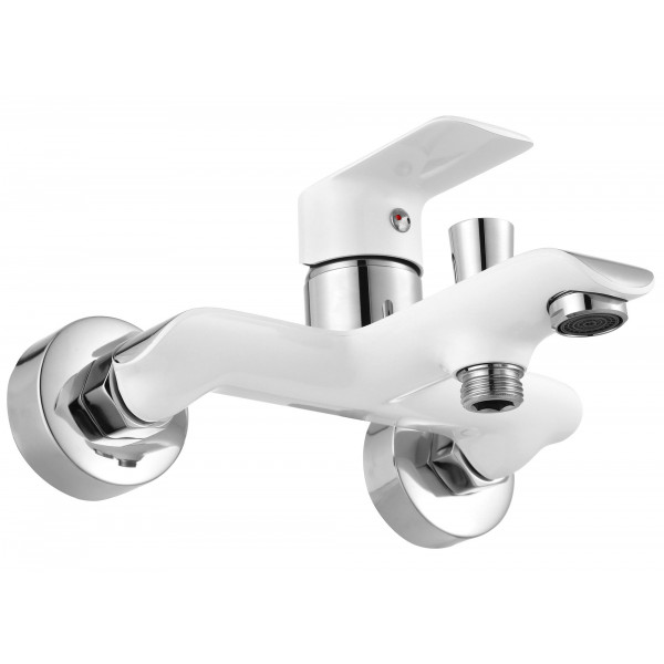 Змішувач для ванни та душу REA BLOOM WHITE CHROME настінний з виливом *