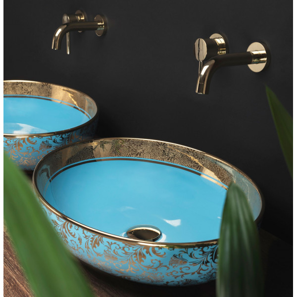 Умивальник (раковина) REA MARGOT BLUE GOLD накладний *