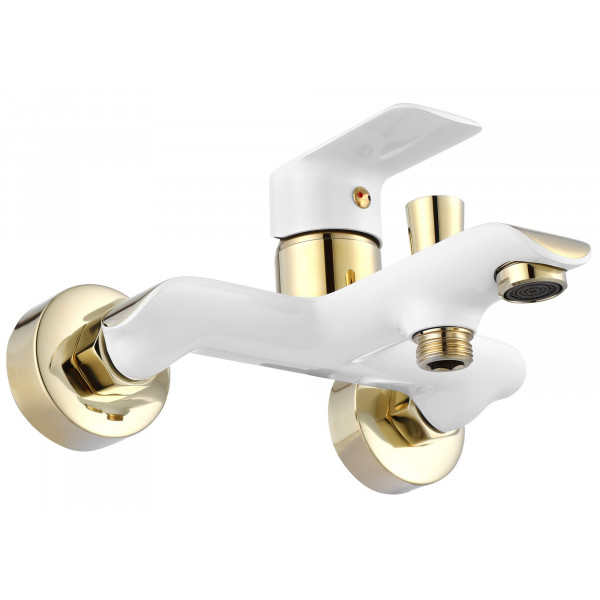 Змішувач для ванни та душу REA BLOOM WHITE GOLD настінний з виливом