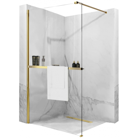 Душова стінка REA AERO 80 GOLD з полицею EVO
