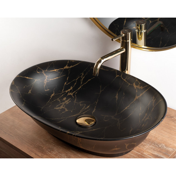 Умивальник (раковина) REA ROMA BLACK MARBLE MATТ накладний *